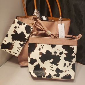 NWT vegan Leather 3pc Handbag set